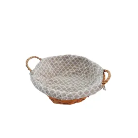CORBEILLE A PAIN ROND EN OSIER DOUBLURE FLORAL 25X9 CM JN2241A-F 
